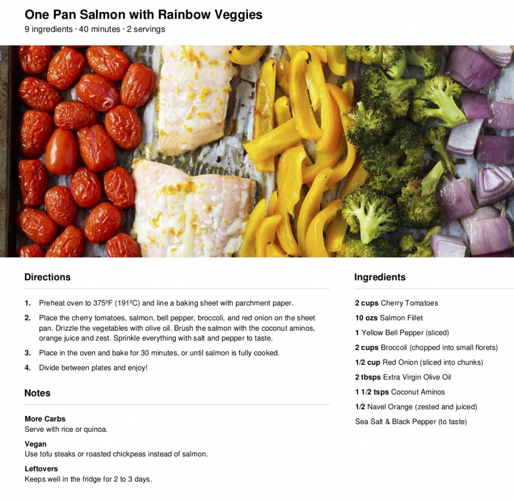 Mood boosting colourful recipe for seasonal affective disorder - One pan salmon with rainbow veggies